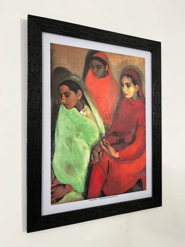 Three_Girls_(1935)_-_A_Painting_by_Amrita_Sher-Gil,_Wall_Decor,_Framed,_Multicolor