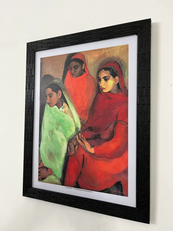 Three_Girls_(1935)_-_A_Painting_by_Amrita_Sher-Gil,_Wall_Decor,_Framed,_Multicolor
