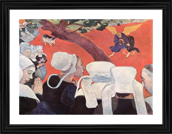 Vision_After_the_Sermon_(Jacob_Wrestling_with_the_Angel)_(1888)-_A_Painting_by_Paul_Gauguin,_Wall_Decor,_Framed,_Multicolor