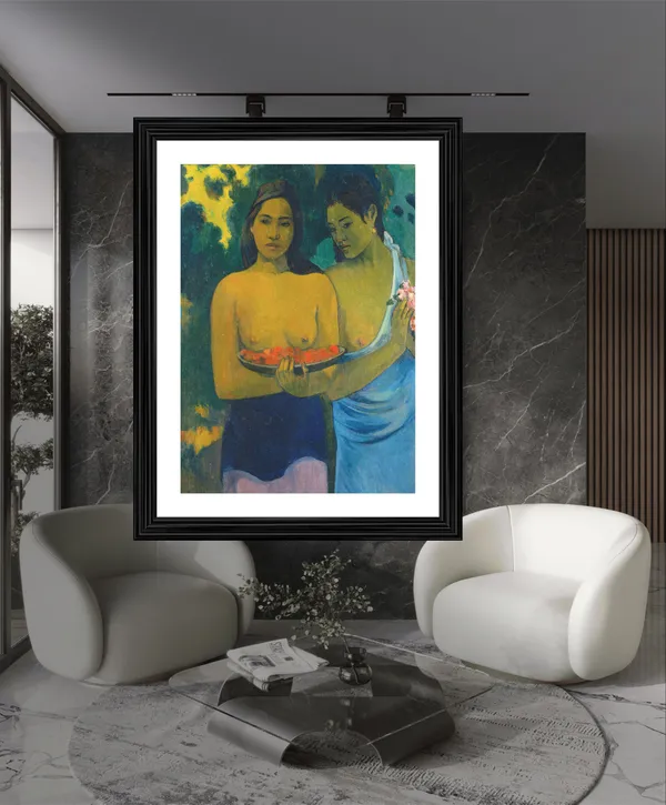 Two_Tahitian_Women_(1899)-_A_Painting_by_Paul_Gauguin,_Wall_Decor,_Framed,_Multicolor