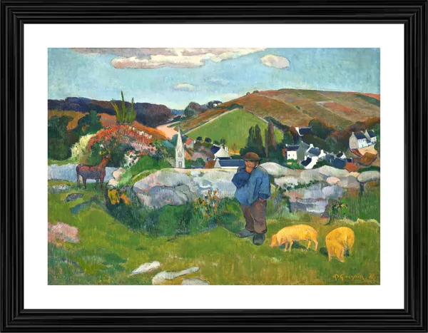 The_Swineherd,_Brittany_(1888)-_A_Painting_by_Paul_Gauguin,_Wall_Decor,_Framed,_Multicolor