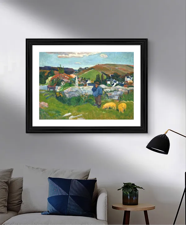 The_Swineherd,_Brittany_(1888)-_A_Painting_by_Paul_Gauguin,_Wall_Decor,_Framed,_Multicolor