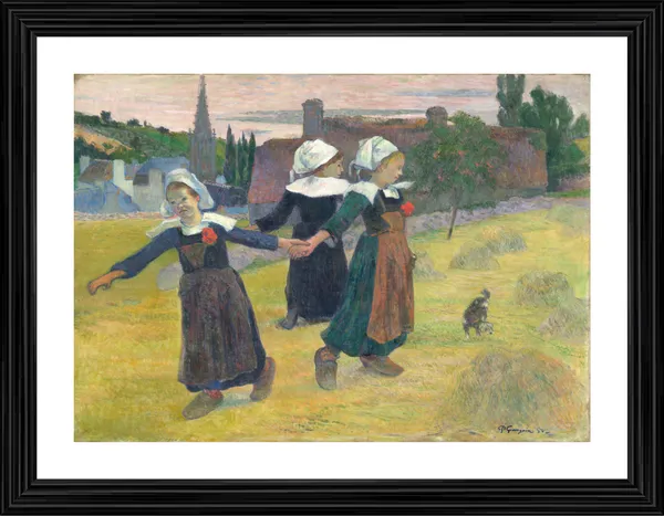 Breton_Girls_Dancing,_Pont-Aven_(1888)-_A_Painting_by_Paul_Gauguin,_Wall_Decor,_Framed,_Multicolor