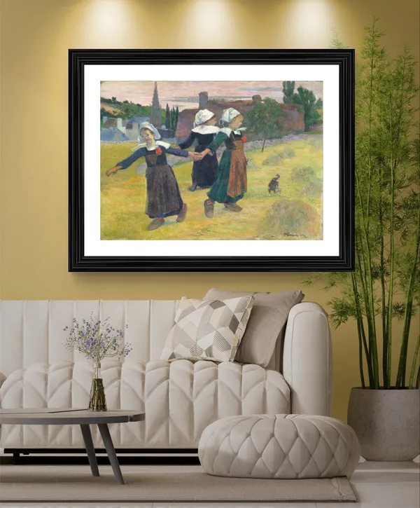 Breton_Girls_Dancing,_Pont-Aven_(1888)-_A_Painting_by_Paul_Gauguin,_Wall_Decor,_Framed,_Multicolor
