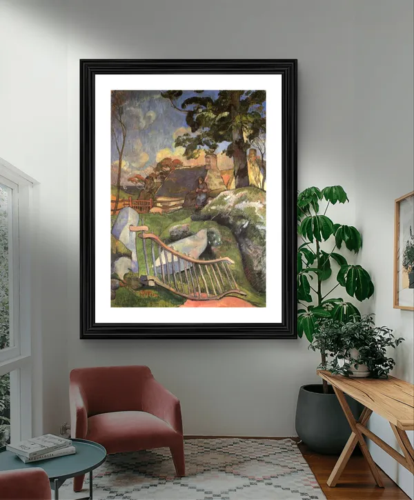 The_Wooden_Gate_(The_Pig_Keeper)_(1889)-_A_Painting_by_Paul_Gauguin,_Wall_Decor,_Framed,_Multicolor