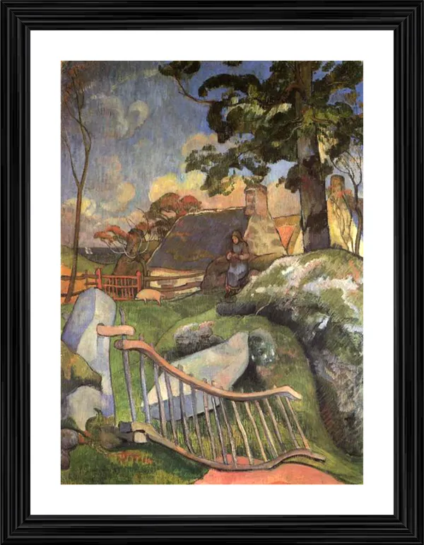 The_Wooden_Gate_(The_Pig_Keeper)_(1889)-_A_Painting_by_Paul_Gauguin,_Wall_Decor,_Framed,_Multicolor