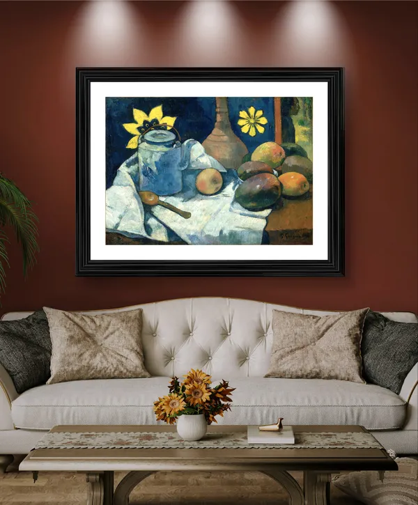 Still_Life_with_Teapot_and_Fruit_(1896)-_A_Painting_by_Paul_Gauguin,_Wall_Decor,_Framed,_Multicolor