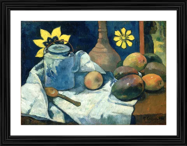 Still_Life_with_Teapot_and_Fruit_(1896)-_A_Painting_by_Paul_Gauguin,_Wall_Decor,_Framed,_Multicolor