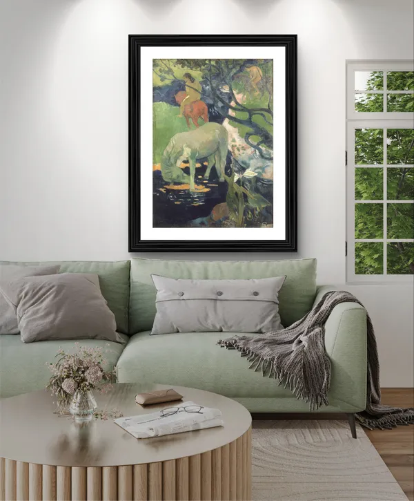 The_White_Horse_(1898)-_A_Painting_by_Paul_Gauguin,_Wall_Decor,_Framed,_Multicolor