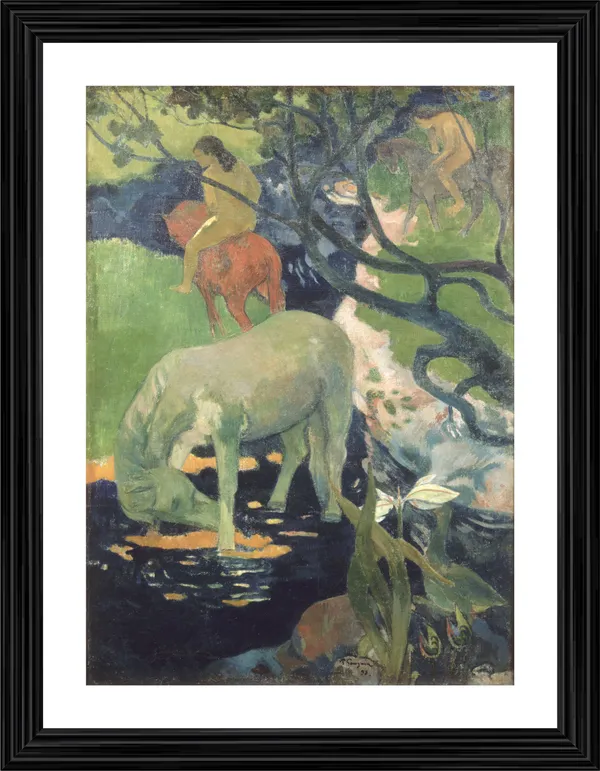 The_White_Horse_(1898)-_A_Painting_by_Paul_Gauguin,_Wall_Decor,_Framed,_Multicolor