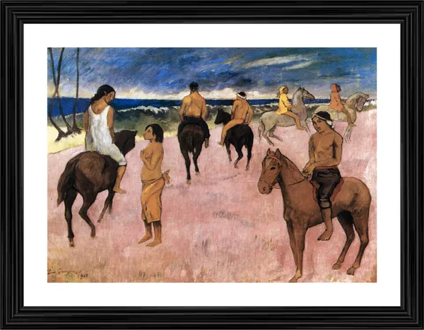 Riders_on_the_Beach_(1902)-_A_Painting_by_Paul_Gauguin,_Wall_Decor,_Framed,_Multicolor