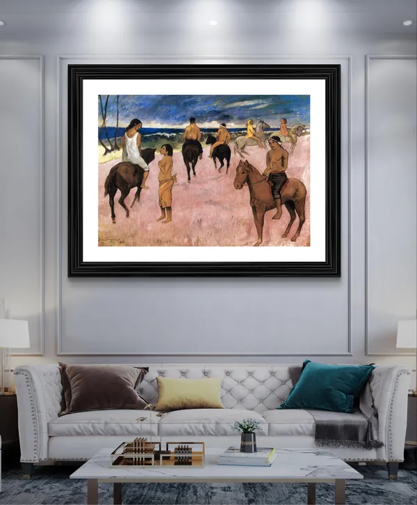 Riders_on_the_Beach_(1902)-_A_Painting_by_Paul_Gauguin,_Wall_Decor,_Framed,_Multicolor