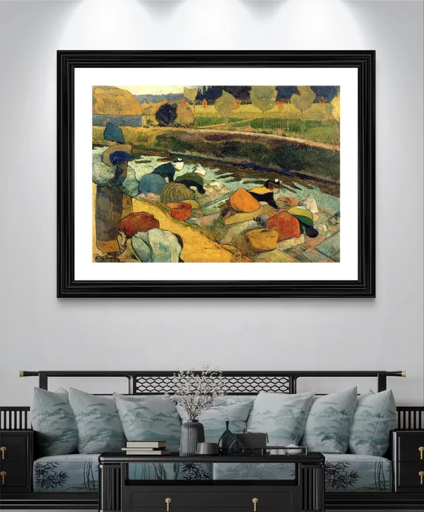 Washerwomen_at_Arles_(1888)-_A_Painting_by_Paul_Gauguin,_Wall_Decor,_Framed,_Multicolor