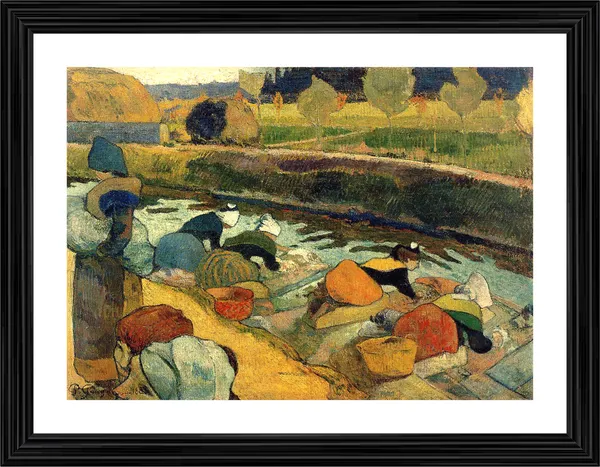 Washerwomen_at_Arles_(1888)-_A_Painting_by_Paul_Gauguin,_Wall_Decor,_Framed,_Multicolor