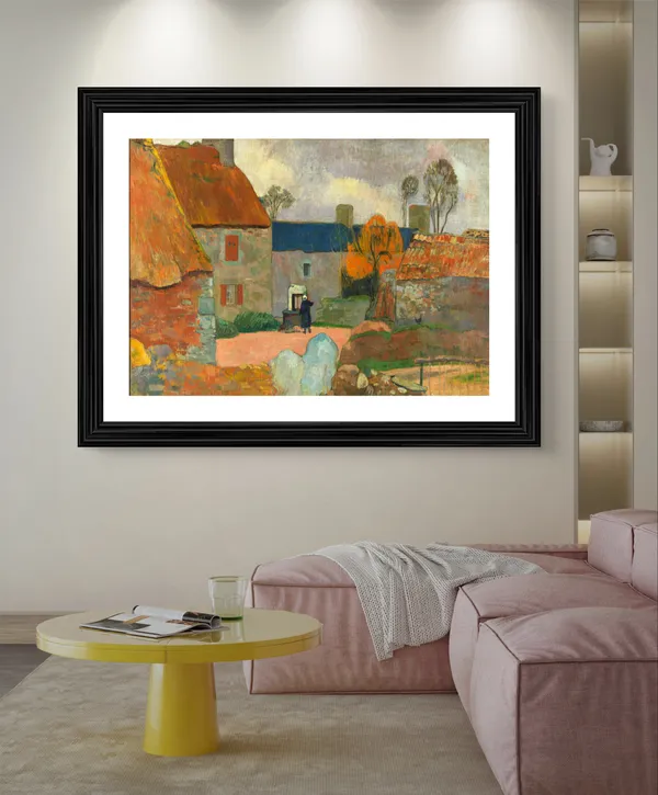 The_Blue_Roof�(Farm_at_Le_Pouldu)_(1890)-_A_Painting_by_Paul_Gauguin,_Wall_Decor,_Framed,_Multicolor