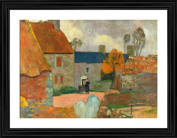 The_Blue_Roof�(Farm_at_Le_Pouldu)_(1890)-_A_Painting_by_Paul_Gauguin,_Wall_Decor,_Framed,_Multicolor