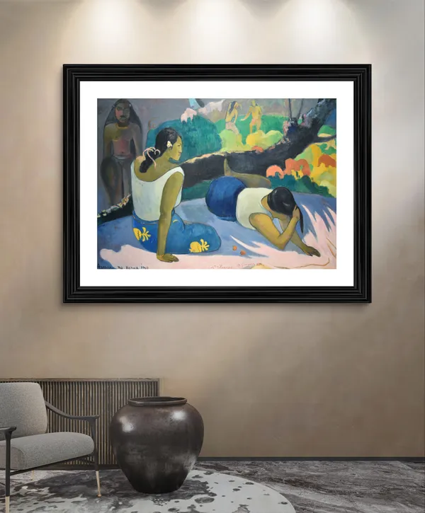 Reclining_Tahitian_Women_(1894)-_A_Painting_by_Paul_Gauguin,_Wall_Decor,_Framed,_Multicolor