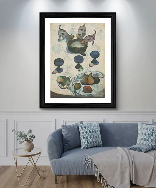 Still_Life_with_Three_Puppies_(1888)-_A_Painting_by_Paul_Gauguin,_Wall_Decor,_Framed,_Multicolor