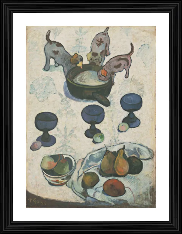 Still_Life_with_Three_Puppies_(1888)-_A_Painting_by_Paul_Gauguin,_Wall_Decor,_Framed,_Multicolor