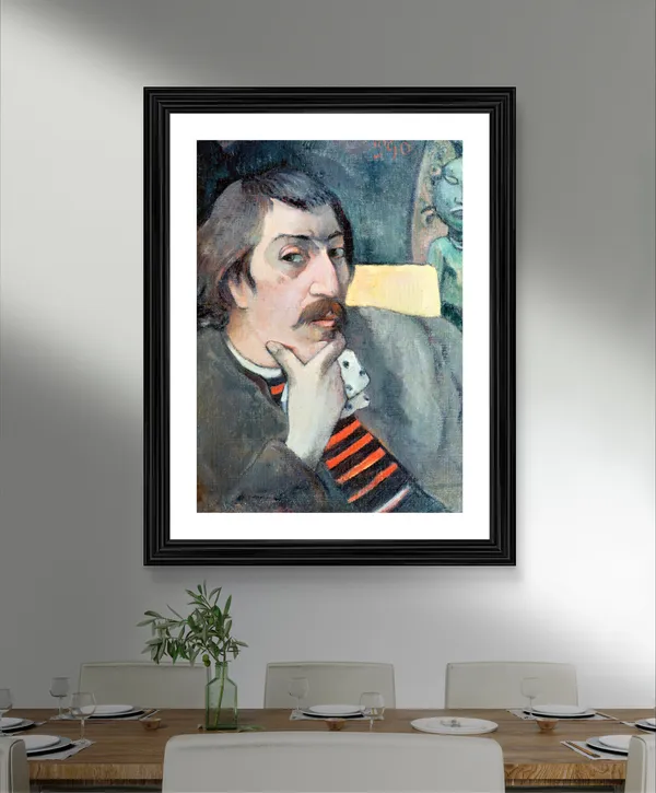 Portrait_of_the_Artist_with_the_Idol_(1893)-_A_Painting_by_Paul_Gauguin,_Wall_Decor,_Framed,_Multicolor