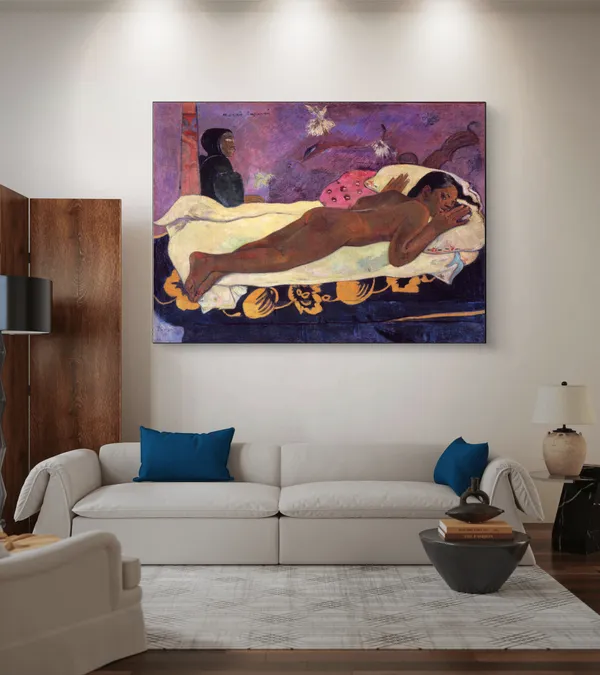 Spirit_of_the_Dead_Watching_(1892)-_A_Painting_by_Paul_Gauguin,_Wall_Decor,_Framed_Canvas,_Multicolor