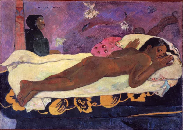 Spirit_of_the_Dead_Watching_(1892)-_A_Painting_by_Paul_Gauguin,_Wall_Decor,_Framed_Canvas,_Multicolor