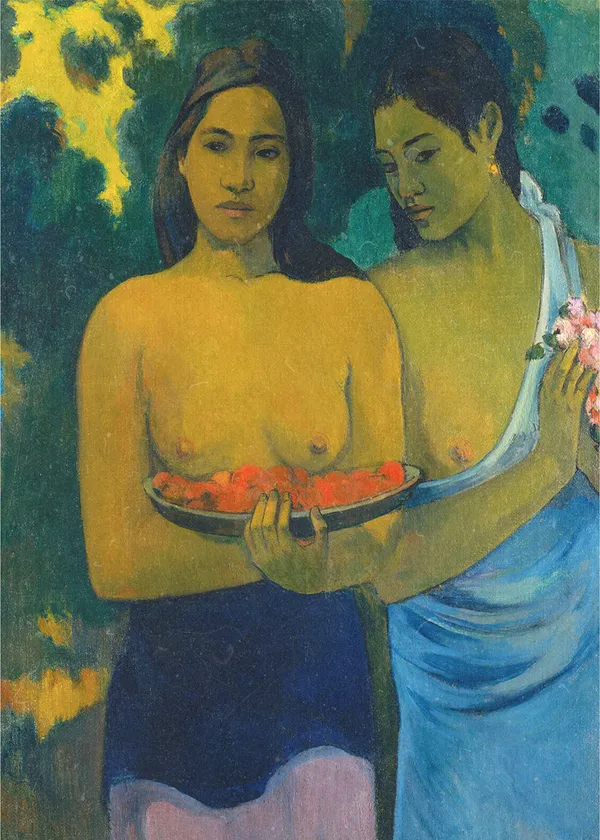 Two_Tahitian_Women_(1899)-_A_Painting_by_Paul_Gauguin,_Wall_Decor,_Framed_Canvas,_Multicolor