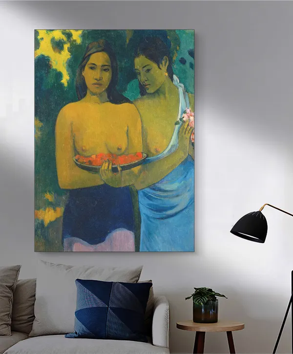 Two_Tahitian_Women_(1899)-_A_Painting_by_Paul_Gauguin,_Wall_Decor,_Framed_Canvas,_Multicolor