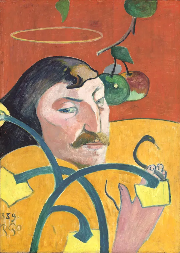 Self-Portrait_with_Halo_(1889)-_A_Painting_by_Paul_Gauguin,_Wall_Decor,_Framed_Canvas,_Multicolor