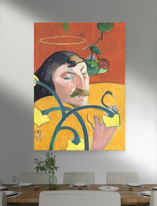 Self-Portrait_with_Halo_(1889)-_A_Painting_by_Paul_Gauguin,_Wall_Decor,_Framed_Canvas,_Multicolor