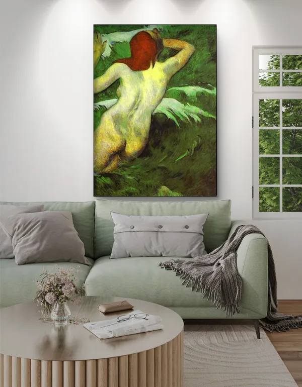 In_the_Waves_(1889)-_A_Painting_by_Paul_Gauguin,_Wall_Decor,_Framed_Canvas,_Multicolor