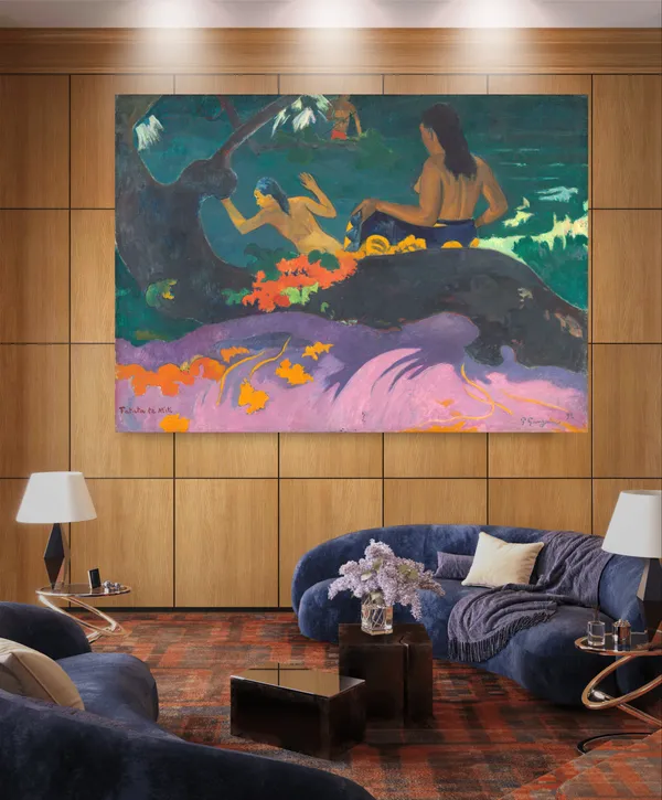 By_the_Sea_(1892)-_A_Painting_by_Paul_Gauguin,_Wall_Decor,_Framed_Canvas,_Multicolor