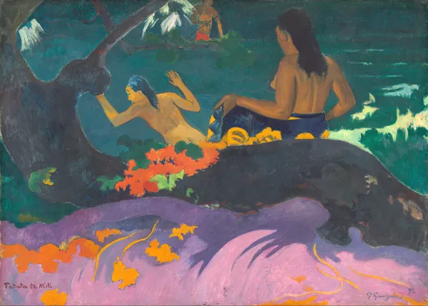 By_the_Sea_(1892)-_A_Painting_by_Paul_Gauguin,_Wall_Decor,_Framed_Canvas,_Multicolor