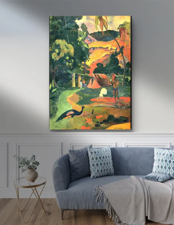 Landscape_with_peacocks_(1892)-_A_Painting_by_Paul_Gauguin,_Wall_Decor,_Framed_Canvas,_Multicolor