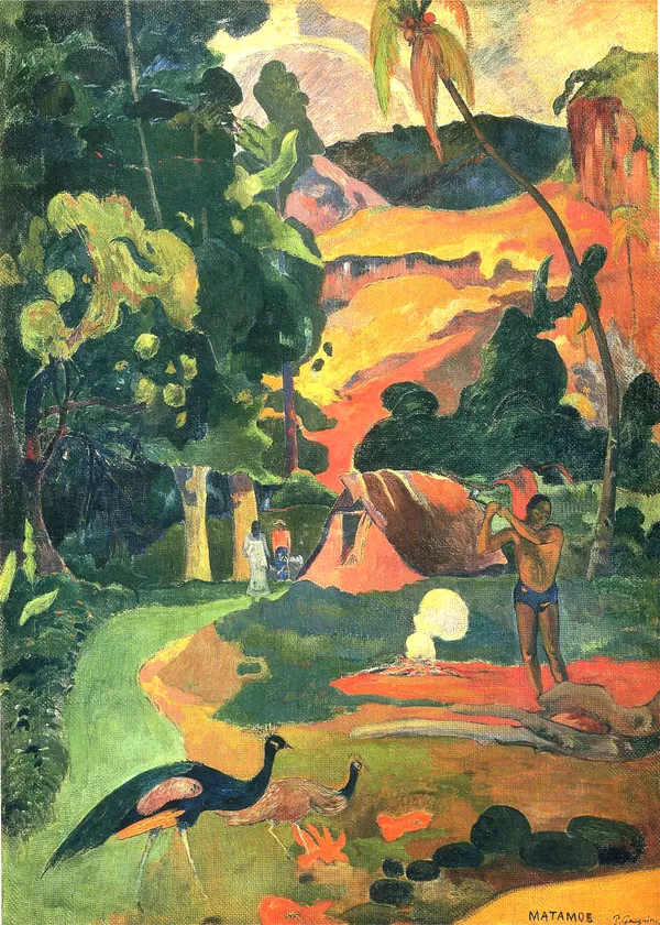 Landscape_with_peacocks_(1892)-_A_Painting_by_Paul_Gauguin,_Wall_Decor,_Framed_Canvas,_Multicolor