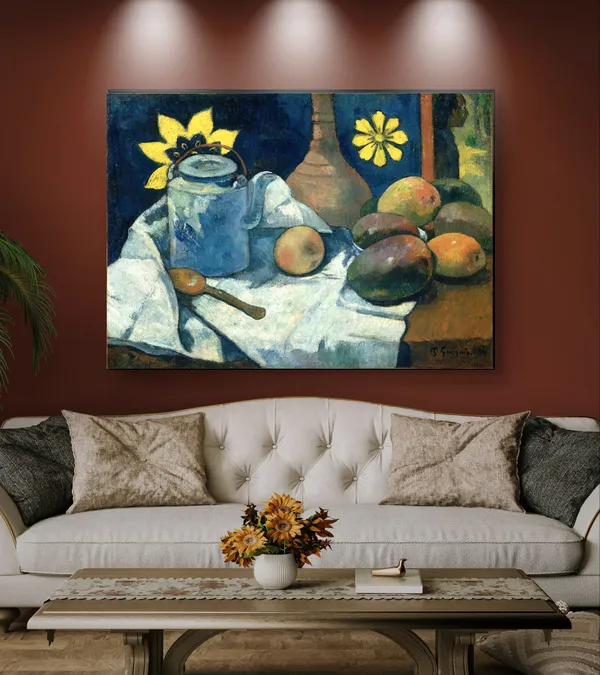 Still_Life_with_Teapot_and_Fruit_(1896)-_A_Painting_by_Paul_Gauguin,_Wall_Decor,_Framed_Canvas,_Multicolor