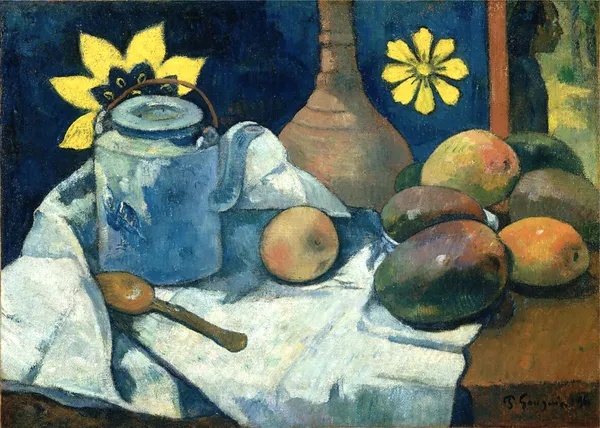 Still_Life_with_Teapot_and_Fruit_(1896)-_A_Painting_by_Paul_Gauguin,_Wall_Decor,_Framed_Canvas,_Multicolor
