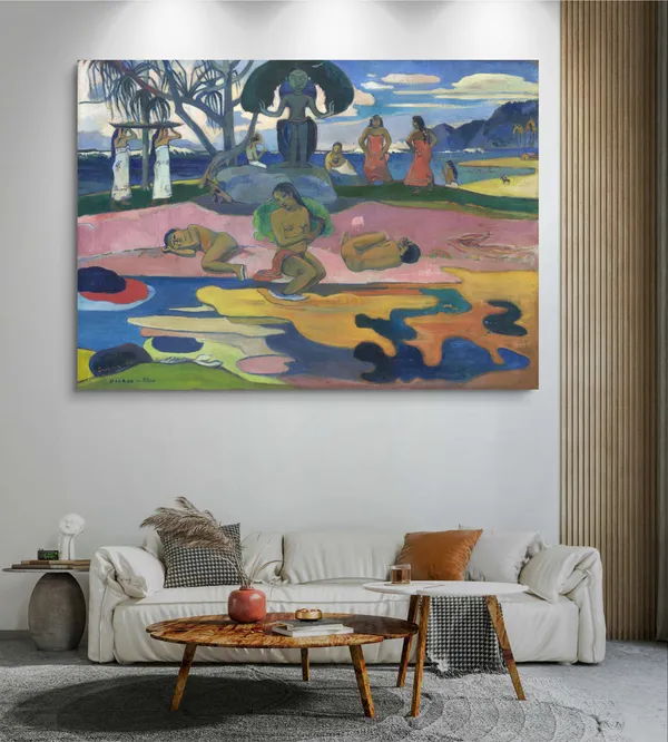 Day_of_the_God_(1894)-_A_Painting_by_Paul_Gauguin,_Wall_Decor,_Framed_Canvas,_Multicolor