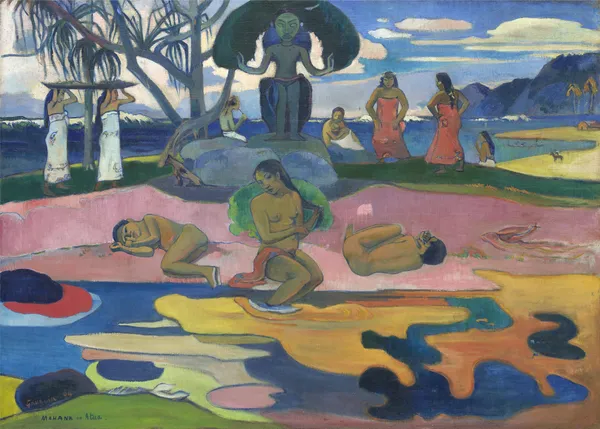 Day_of_the_God_(1894)-_A_Painting_by_Paul_Gauguin,_Wall_Decor,_Framed_Canvas,_Multicolor
