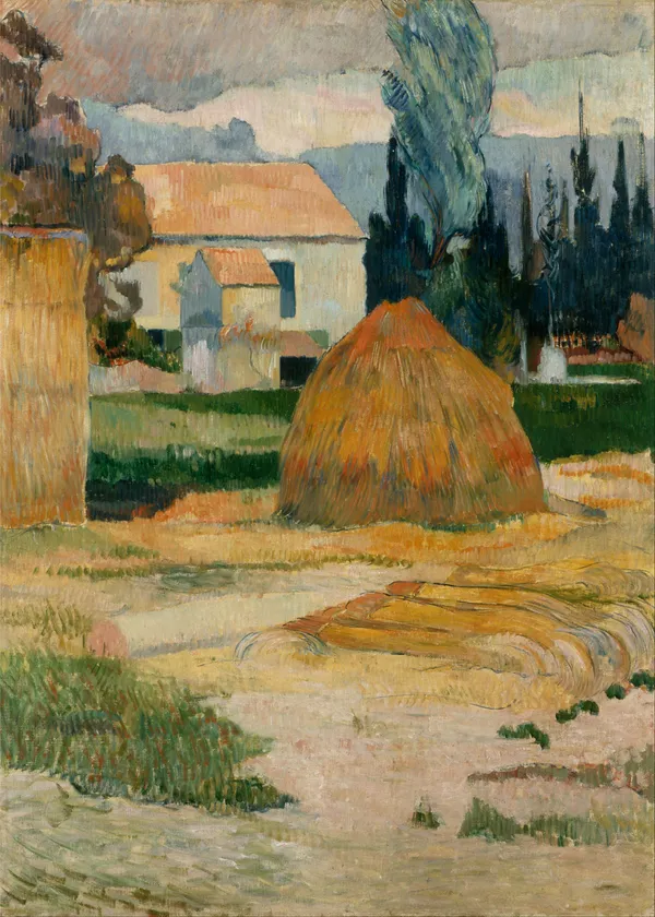 Landscape_near_Arles_(1888)-_A_Painting_by_Paul_Gauguin,_Wall_Decor,_Framed_Canvas,_Multicolor