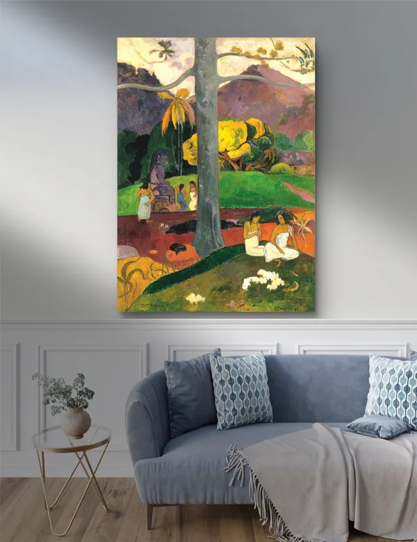 In_Olden_Times_(1892)-_A_Painting_by_Paul_Gauguin,_Wall_Decor,_Framed_Canvas,_Multicolor