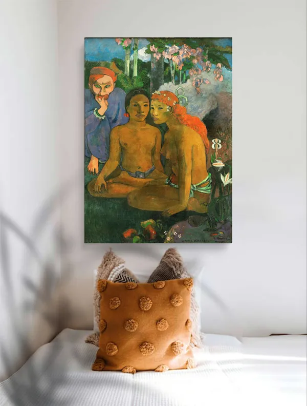 Barbarian_Tales_(1902)-_A_Painting_by_Paul_Gauguin,_Wall_Decor,_Framed_Canvas,_Multicolor