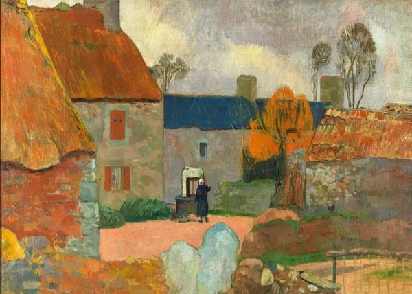 The_Blue_Roof�(Farm_at_Le_Pouldu)_(1890)-_A_Painting_by_Paul_Gauguin,_Wall_Decor,_Framed_Canvas,_Multicolor