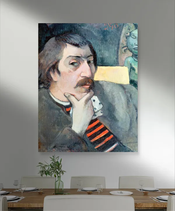 Portrait_of_the_Artist_with_the_Idol_(1893)-_A_Painting_by_Paul_Gauguin,_Wall_Decor,_Framed_Canvas,_Multicolor