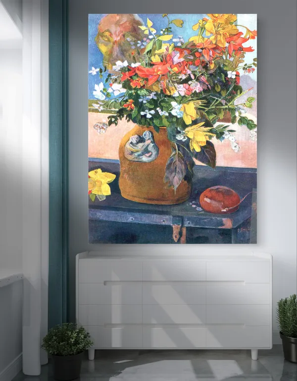 Bouquet_of_Flowers_(1901)-_A_Painting_by_Paul_Gauguin,_Wall_Decor,_Framed_Canvas,_Multicolor