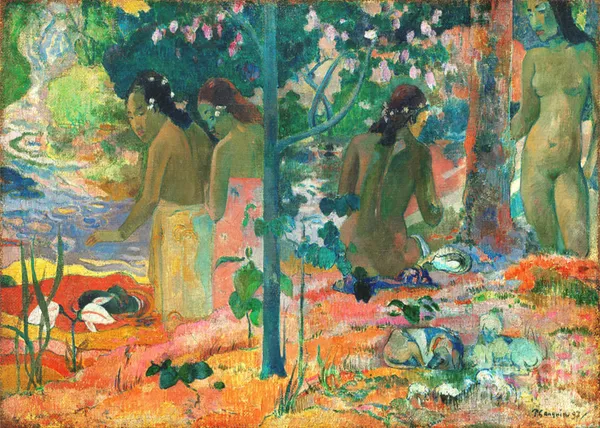 Bathers_(1898)-_A_Painting_by_Paul_Gauguin,_Wall_Decor,_Framed_Canvas,_Multicolor