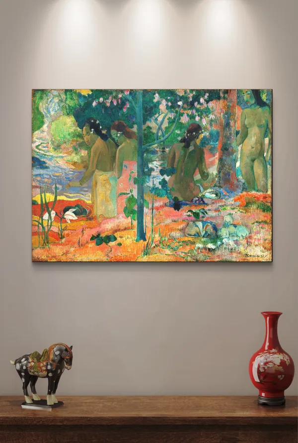Bathers_(1898)-_A_Painting_by_Paul_Gauguin,_Wall_Decor,_Framed_Canvas,_Multicolor