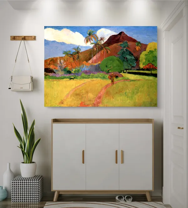 Tahitian_Landscape_(1891)-_A_Painting_by_Paul_Gauguin,_Wall_Decor,_Framed_Canvas,_Multicolor