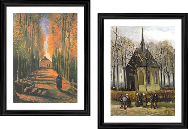 *Church_in_Nuenen_&_Avenue_of_Poplars,_Van_Gogh_Paintings,_Set_of_2,_Framed,_Wall_D�cor,_Multicolor
