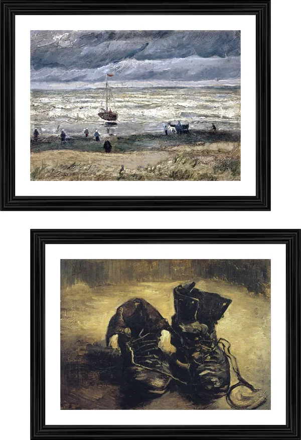 *Beach_at_Scheveningen_&_A_Pair_of_Shoes,_Van_Gogh_Paintings,_Set_of_2,_Framed,_Wall_D�cor,_Multicolor